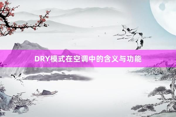 DRY模式在空调中的含义与功能